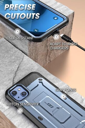 حافظة SUPCASE لهاتف iPhone 14 Plus مع واقي شاشة (Unicorn Beetle Pro)، [حامل مدمج ومشبك حزام] [حماية من الدرجة العسكرية] حافظة هاتف واقية متينة شديدة التحمل لهاتف iPhone 14 Plus، أسود in Saudi Arabia