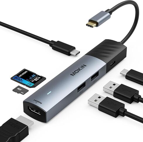 MOKiN USB C Hub Multiport Adapter, 7 in 1 USB C to 4K@60HZ HDMI Mac Dongle Adapter, PD 100W,SD/MicroSD, USB A 3.0 and USB C 3.0, USB C Adapter to USB Hub Slim for MacBook Air/Pro iPad Laptop in Saudi Arabia