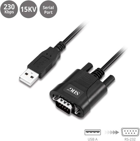 كابل محول تسلسلي USB صناعي بمنفذ واحد إلى RS-232 Db-9 (9 سنون) من SIIG، بدون تثبيت برنامج التشغيل أو البرنامج، التوصيل والتشغيل، [Windows /8/7/Vista/XP، Mac OS X 10.1 أو أحدث] (ID-SC0211-S2) in Saudi Arabia