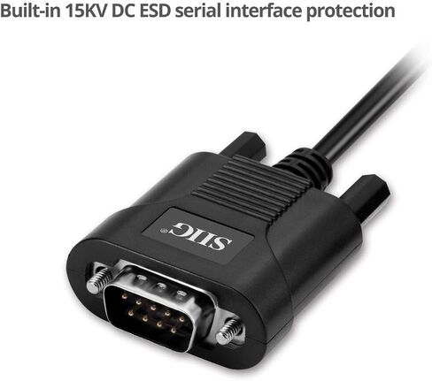 كابل محول تسلسلي USB صناعي بمنفذ واحد إلى RS-232 Db-9 (9 سنون) من SIIG، بدون تثبيت برنامج التشغيل أو البرنامج، التوصيل والتشغيل، [Windows /8/7/Vista/XP، Mac OS X 10.1 أو أحدث] (ID-SC0211-S2) in Saudi Arabia