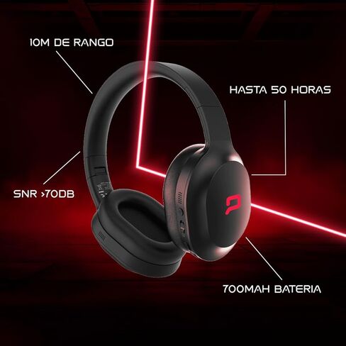 سماعات كومباك النشطة بخاصية إلغاء الضوضاء، لاسلكية، سماعات رأس بلوتوث فوق الأذن، صوت ممتاز، سماعة ألعاب، وقت تشغيل 50 ساعة، شحن سريع، وسادات أذن ناعمة (أسود) in Kuwait