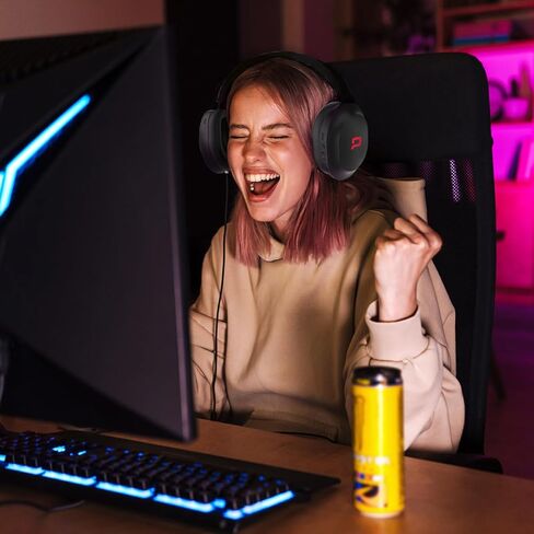 سماعات كومباك النشطة بخاصية إلغاء الضوضاء، لاسلكية، سماعات رأس بلوتوث فوق الأذن، صوت ممتاز، سماعة ألعاب، وقت تشغيل 50 ساعة، شحن سريع، وسادات أذن ناعمة (أسود) in Kuwait