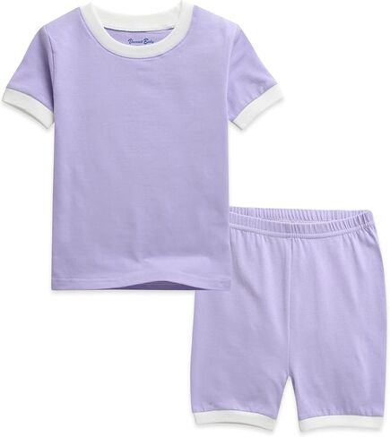 Vaenait Baby 6M-12Y Kids Boys Girls Toddler Solid Cotton Daily Short Summer Pajamas Pyjamas Sleepwear Set Macaron in Kuwait