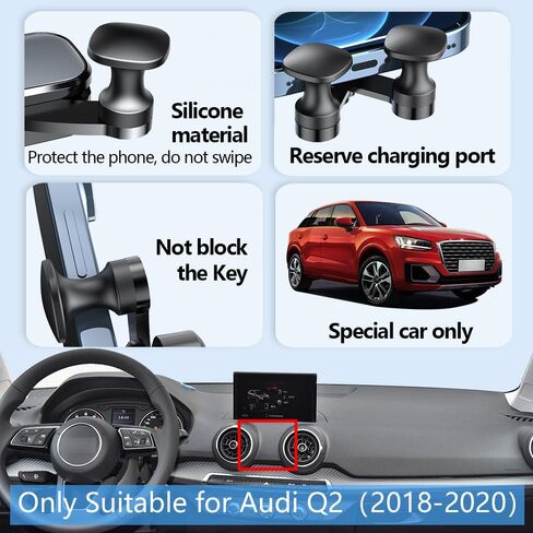 Car Phone Holder Mount for Audi Q2 2018 2019 2020 2021 2022 2023 2024 Auto Accessories Interior Decoration Mobile Cell Smartphone Bracket in Saudi Arabia