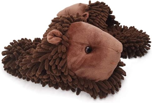ofoot Womens & Childrens Cute Warm Fuzzy House Slippers Adult Furry Animal Shoes Non Slip Rubber Sole,Monkey Rabbit Koala Fox Owl Cat Lion Bunny Gorilla (Brown Lion,US 11-13 in Saudi Arabia