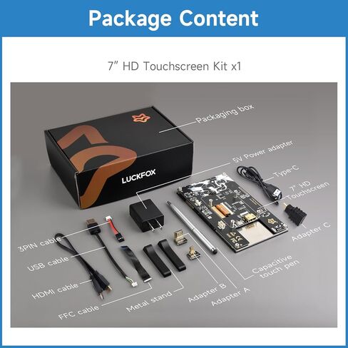 LUCKFOX Touchscreen,7 inch HDMI 1024x600 Portable Monitor Compatible with Raspberry Pi 5 5/4/4B/3/3B/Zero 2 W/All Pi version,Plug & Play LCD IPS Display with Stand in Saudi Arabia