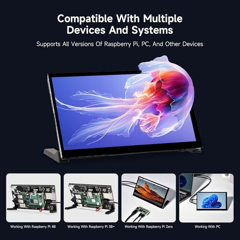LUCKFOX Touchscreen,7 inch HDMI 1024x600 Portable Monitor Compatible with Raspberry Pi 5 5/4/4B/3/3B/Zero 2 W/All Pi version,Plug & Play LCD IPS Display with Stand in Saudi Arabia