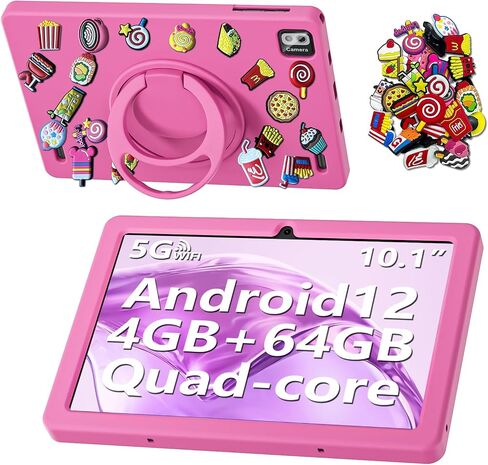 SGIN 10 Inch Tablet, 4GB RAM 64GB ROM, Android 12 Tablet with Proof Case, Octa-Core 2.0Ghz Processor, 1280 * 800 IPS, 2MP+5MP Camera, 6000mAh, WiFi, GPS, Bluetooth (Pink) in Saudi Arabia
