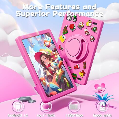 SGIN 10 Inch Tablet, 4GB RAM 64GB ROM, Android 12 Tablet with Proof Case, Octa-Core 2.0Ghz Processor, 1280 * 800 IPS, 2MP+5MP Camera, 6000mAh, WiFi, GPS, Bluetooth (Pink) in Saudi Arabia