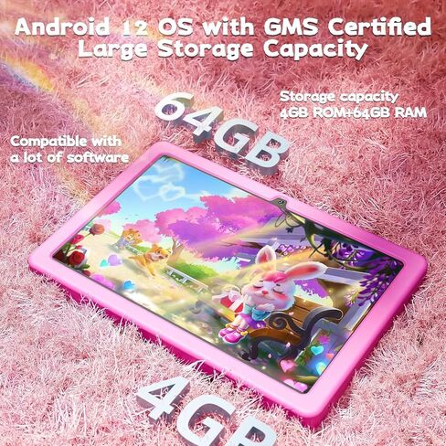 SGIN 10 Inch Tablet, 4GB RAM 64GB ROM, Android 12 Tablet with Proof Case, Octa-Core 2.0Ghz Processor, 1280 * 800 IPS, 2MP+5MP Camera, 6000mAh, WiFi, GPS, Bluetooth (Pink) in Saudi Arabia