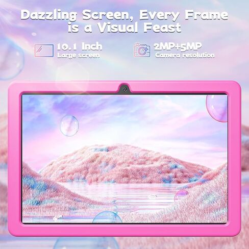 SGIN 10 Inch Tablet, 4GB RAM 64GB ROM, Android 12 Tablet with Proof Case, Octa-Core 2.0Ghz Processor, 1280 * 800 IPS, 2MP+5MP Camera, 6000mAh, WiFi, GPS, Bluetooth (Pink) in Saudi Arabia