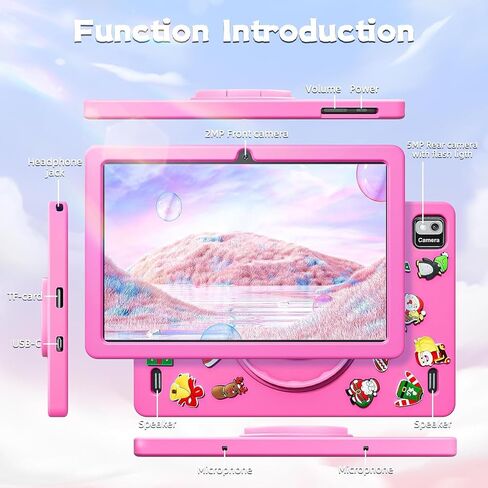SGIN 10 Inch Tablet, 4GB RAM 64GB ROM, Android 12 Tablet with Proof Case, Octa-Core 2.0Ghz Processor, 1280 * 800 IPS, 2MP+5MP Camera, 6000mAh, WiFi, GPS, Bluetooth (Pink) in Saudi Arabia