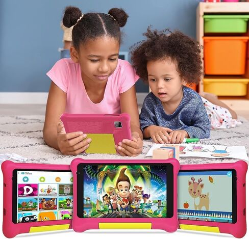 Kids Tablet 7 inch, Android 12 Tablet for Kids,IPS HD Display,Dual Camera,Kidoz Preinstalled,Parental Control Tablets (Pink) in Saudi Arabia