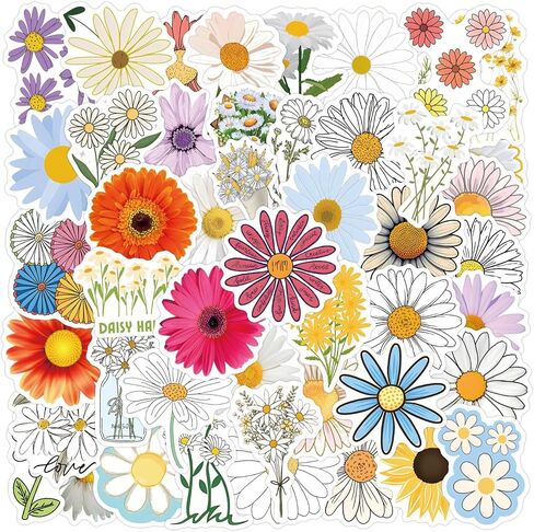 55pcs ملصقات ديزي لطيف ملصقات زهرة لزجاجات المياه الكمبيوتر المحمول الأمتعة اليومية، Eikecy ملصقات النباتات الجميلة للماء الفينيل الشارات للأطفال المراهقين البالغين in Kuwait