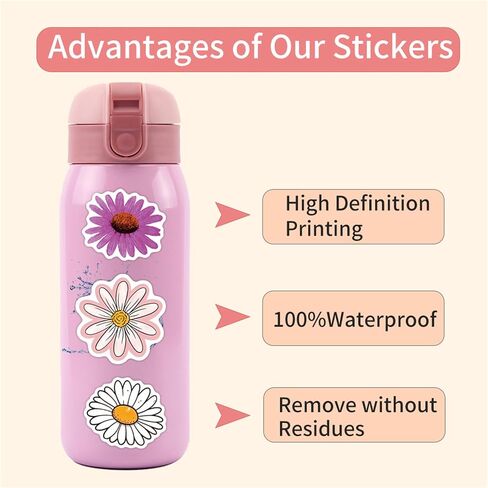 55pcs ملصقات ديزي لطيف ملصقات زهرة لزجاجات المياه الكمبيوتر المحمول الأمتعة اليومية، Eikecy ملصقات النباتات الجميلة للماء الفينيل الشارات للأطفال المراهقين البالغين in Kuwait