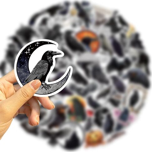 50 قطعة من ملصقات الغراب، ملصقات للكمبيوتر المحمول لزجاجة مياه على شكل طائر الغراب، هدايا لحفلات الهالوين، ديكور حفلات الهالوين، الحرف اليدوية للفصول الدراسية، ملصقات هدايا الهالوين للطيور السوداء للأطفال والمراهقين والبالغين in Kuwait