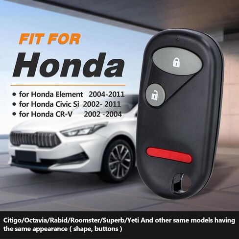 قطعتان من غطاء مفتاح التحكم عن بعد للدخول بدون مفتاح مناسب لعنصر Honda 2004-2011 لـ Civic Si 2002- 2011 لـ CR-V 2002 -2004 NHVWB1U523 / NHVWB1U521 3 أزرار، أغطية مفاتيح فارغة in Saudi Arabia