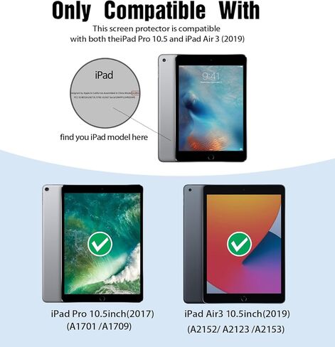 واقي شاشة مضاد للضوء الأزرق لجهاز iPad Pro 10.5 وiPad Air 3 (الجيل الثالث، 2019)، مضاد للخدش، خالٍ من الفقاعات، حماية للعين، طبقة من الزجاج المقوى in Kuwait