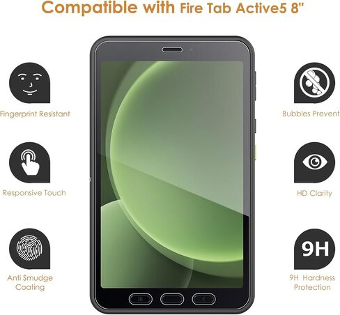 [عبوتان] واقي شاشة متوافق مع هاتف Samsung Galaxy Tab Active5 8 بوصة إصدار 2024 (SM-X300/SM-X306B)، [وضوح HD] [9 صلابة] استبدال الزجاج المقوى لجهاز Galaxy Tab Active5 8" in Saudi Arabia