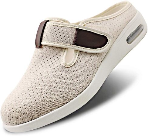 Orthoshoes Women Diabetic Slip on Flat Slide Sandals Adjustable Edema Slide Shoes, Extra Wide Memory Foam Slippers Easy On/Off for Elderly Swollen Bandaged Feet Indoor/Outdoor in Saudi Arabia