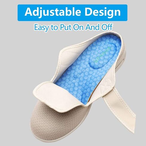 Orthoshoes Women Diabetic Slip on Flat Slide Sandals Adjustable Edema Slide Shoes, Extra Wide Memory Foam Slippers Easy On/Off for Elderly Swollen Bandaged Feet Indoor/Outdoor in Saudi Arabia