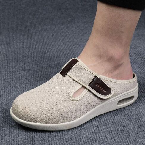 Orthoshoes Women Diabetic Slip on Flat Slide Sandals Adjustable Edema Slide Shoes, Extra Wide Memory Foam Slippers Easy On/Off for Elderly Swollen Bandaged Feet Indoor/Outdoor in Saudi Arabia