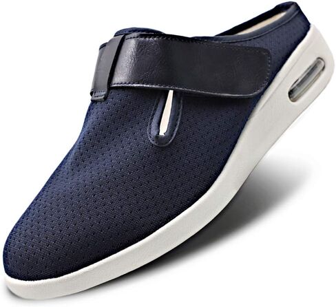 Orthoshoes Women Diabetic Slip on Flat Slide Sandals Adjustable Edema Slide Shoes, Extra Wide Memory Foam Slippers Easy On/Off for Elderly Swollen Bandaged Feet Indoor/Outdoor in Saudi Arabia