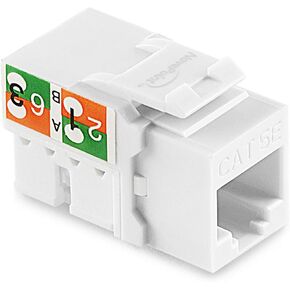 NavePoint 90 Degree Cat5e Keystone Jack, RJ45 Ethernet Connector, Type 110, White 25-Pack