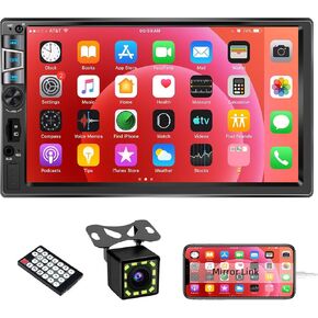 7 Inch Double Din Car Stereo Player with Bluetooth,Car MP5 Media Player with Digital Capacitive Touch Screen Support Car Audio Android & iOS Mirror Link| FM | SWC| USB/SD/AUX Input| Subwoofer