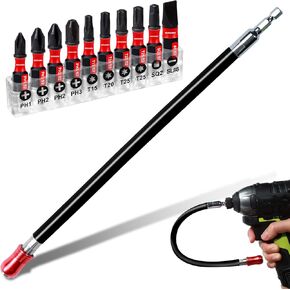 12Inches Flexible drill bit Extension Screwdriver Bit Holders, 1PACK Flex Shaft Extension Socket Drill Bit Holder Hex Shank Quick-Change Drill Bit Guide