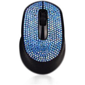 Bling Bluetooth Wireless Mouse, Sparkle Rhinestone Wireless Mouse with Dual Mode Bluetooth + USB Receiver,1500 DPI for Tablet Computer Notebook PC Laptop Mac (Pink)