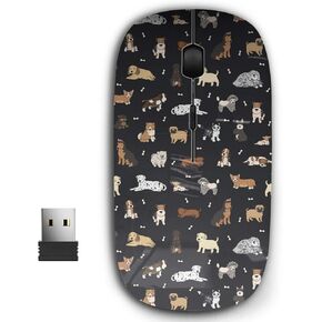 2.4G Ergonomic Portable USB Wireless Mouse for PC, Laptop, Computer, Notebook with Nano Receiver ( Cartoon Doodle Puppy Dog )