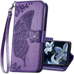 for Galaxy A25 5G Phone Case Wallet,Women Flip Cover with Credit Card Holders Butterfly Embossed PU Leather Kickstand Wrist Strap Purse Case for Samsung A25 5G (Rose Gold)