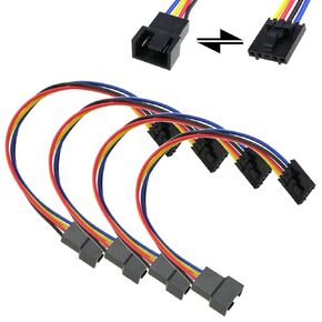 4PCS 17.5cm/6.89inch Fan Adapter Cable CPU Fan 5 Pin to 4 Pin Interface Connector Converter Suitable for 4 Pin Temperature Control Fan Header or 3 Pin Silent Fan