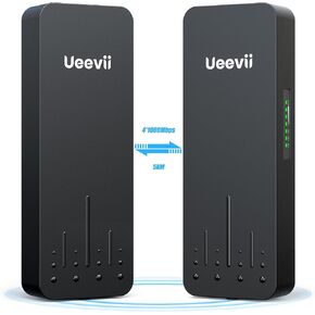 Black Wireless Bridge, UeeVii CPE990 Point to Point/Multipoint Anti-theft WiFi Bridge, 4 * 1000Mbps Port, 5.8G 5KM Outdoor Wireless Bridge Kit Used in Barn, Garage,Shop, etc, 24V POE, 2-Pack in Kuwait