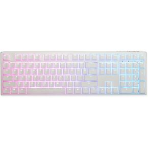 Ducky One 3 White 100% Mechanical Keyboard: Quack Mechanics Dampening, Hot-Swappable Cherry Silent Red Switches, High-Density PBT Doubleshot Keycaps, RGB, US, White