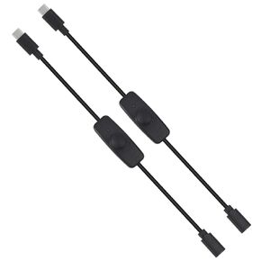 AITRIP 2 Pack 30cm(11 inch) USB C Male to Female On/Off Switch Cable Short USB Extension Cable with On Off Switch for Raspberry Pi 4
