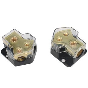 2 Way Power Distribution Block for Car Audio Splitter 0/2/4 Gauge in 4/8/10 Gauge Out Amp Ground Distributor for Automotive Boat(2pcs)