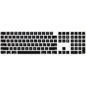 Silicone Keyboard Cover Skin for Apple Magic Keyboard with Touch ID and Numeric Keypad Model A2520 2022 Mac Sudio & 2021 iMac 24 inch M1 chip US Layout Anti-Dust Keyboard Protector (Black)
