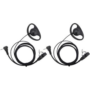 Lsgoodcare D Shaped Earpiece, 1 Pin Earhook Earphone Headset PTT and Mic Compatible for Motorola Talkabout Portable 2 Way Radio TLKR T3 T4 T60 T80 MR350R Walkie Talkie FR50, Pack of 2 (d shape)