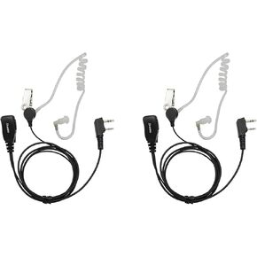 Walkie Talkies Earpiece with Mic 2 Pin Acoustic Tube Headset Compatible with Kenwood BF-888S UV-5R Retevis H-777 RT22 Puxing Wouxun (2 Pack)