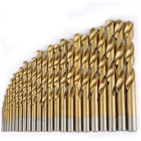 25pcs 1-13mm High Speed Steel Twist Drill Bit Set, HSS Drill Bit Set Straight Shank Metal Drill Bits Reverse-Twist Drill Bits Left-Hand Drill-Bit Set for Plastic Wood Aluminum Metal (Gold) in Saudi Arabia