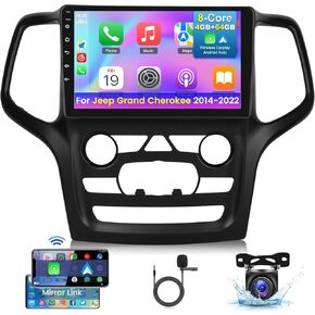 [8 Core 4+64G] Car Stereo for Jeep Grand Cherokee 2014-2017 - 9 Inch IPS 1280 * 720 Touchscreen Android Car Radio - Wireless Carplay and Android Auto - DSP 32EQ / WiFi/GPS + AHD Backup Camera