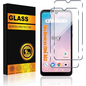【2 PACK】 Sky Elite A63 / Sky Devices Elite A63 Screen Protector with 9H Hardness Anti-Scratch Bubble Free Easy Installation Tempered Glass Screen Film
