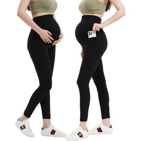 Womens Maternity Leggings for Active Yoga Pregnancy Workout Pants Over Belly Soft Bottoms for Running Gym