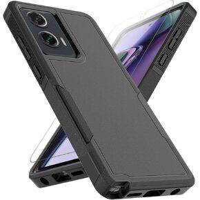 for Moto G Stylus 5G 2024 Case: Dual Layer Protective Heavy Duty Cell Phone Cover Shockproof Rugged with HD Screen Protector - Military Protection Bumper Tough - Motorola Moto G Stylus 5G 2024, Black