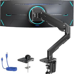 HUANUO Heavy Duty Monitor Arm for 49 inches Screens up to 35 lbs, Aluminum Ultrawide Monitor Mount for Samsung Odyssey G9 Monitor Arm, Fully Adjustable Monitor Stand for Desk, VESA 100x100mm, Black
