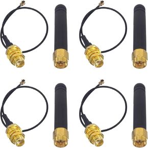 Mini WiFi Antenna Aerial 433MHz 144MHz 3DBI SMA Male Wireless Antenna with 15CM IPX1.13 to SMA Female Extension Cable for Wireless Router Transceiver Board (4-Pack)
