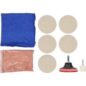 Estink Glass Polishing Kit, Car Windscreen Glass Scratch Remover 100g Cerium Oxide Powder Polishing Kit Wheels Set Polish Pads for Removing Wiper Blade Damage Scuffs Water Deposits