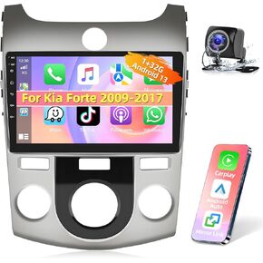 Car Stereo Radio for Kia Forte 2009 2010 2011 2012 2013 2014 2015 2016 2017 with Wireless CarPlay Android Auto 9" Touch Screen Bluetooth Audio with GPS Mirror Link WiFi RDS Hi-Fi Backup Camera MIC